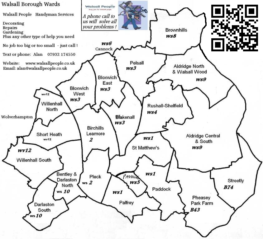 Walsall postal code and boundaries MAP by Walsall People Handy Man services